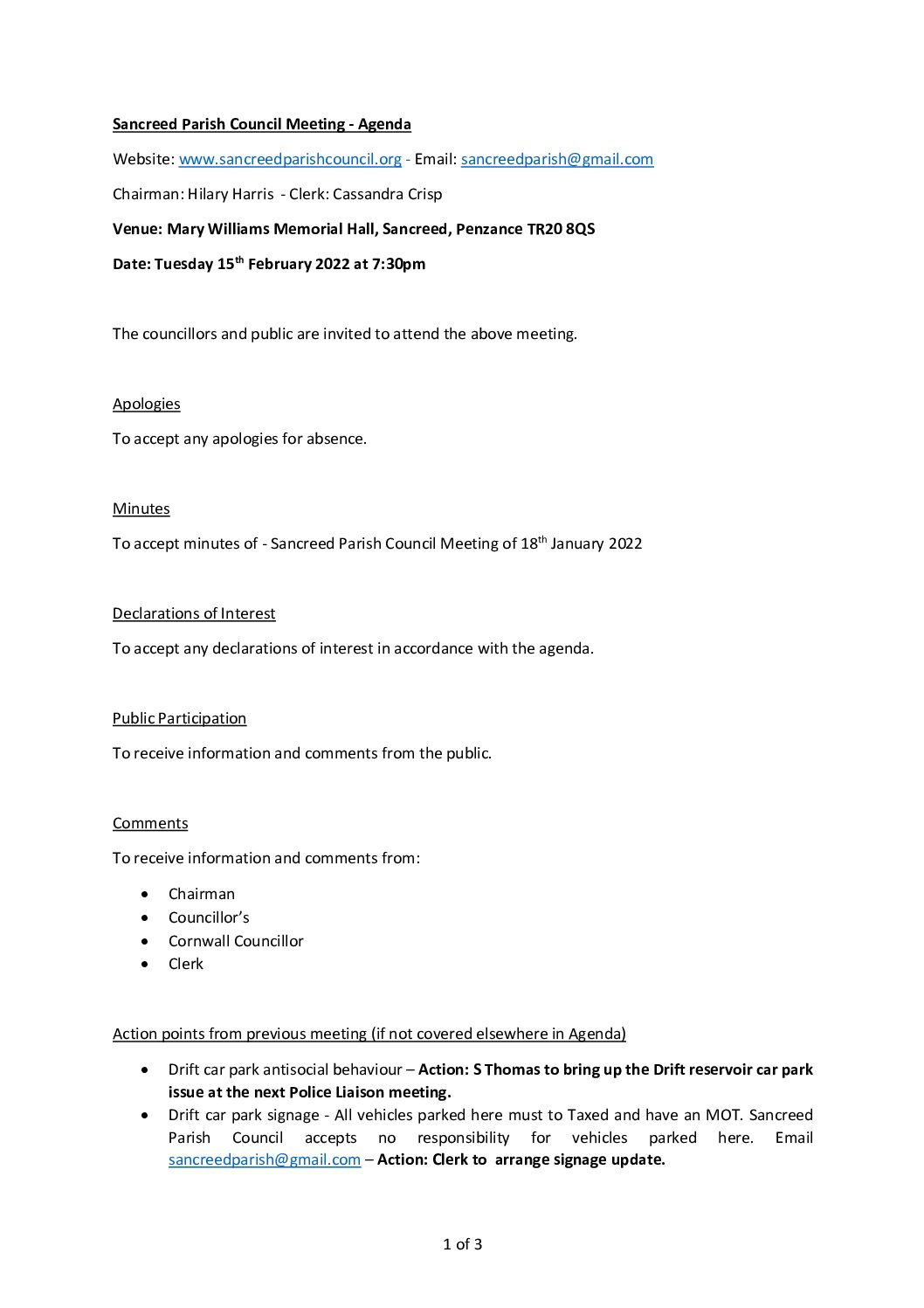 SPC – Agenda – 02-22