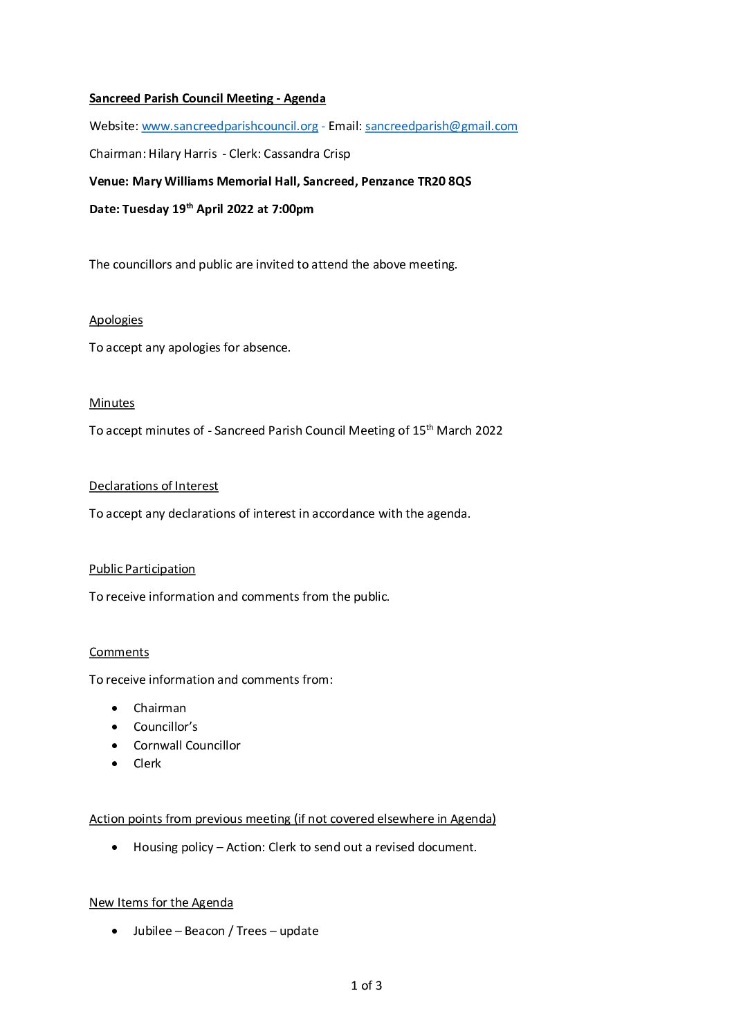 SPC – Agenda – 04-22
