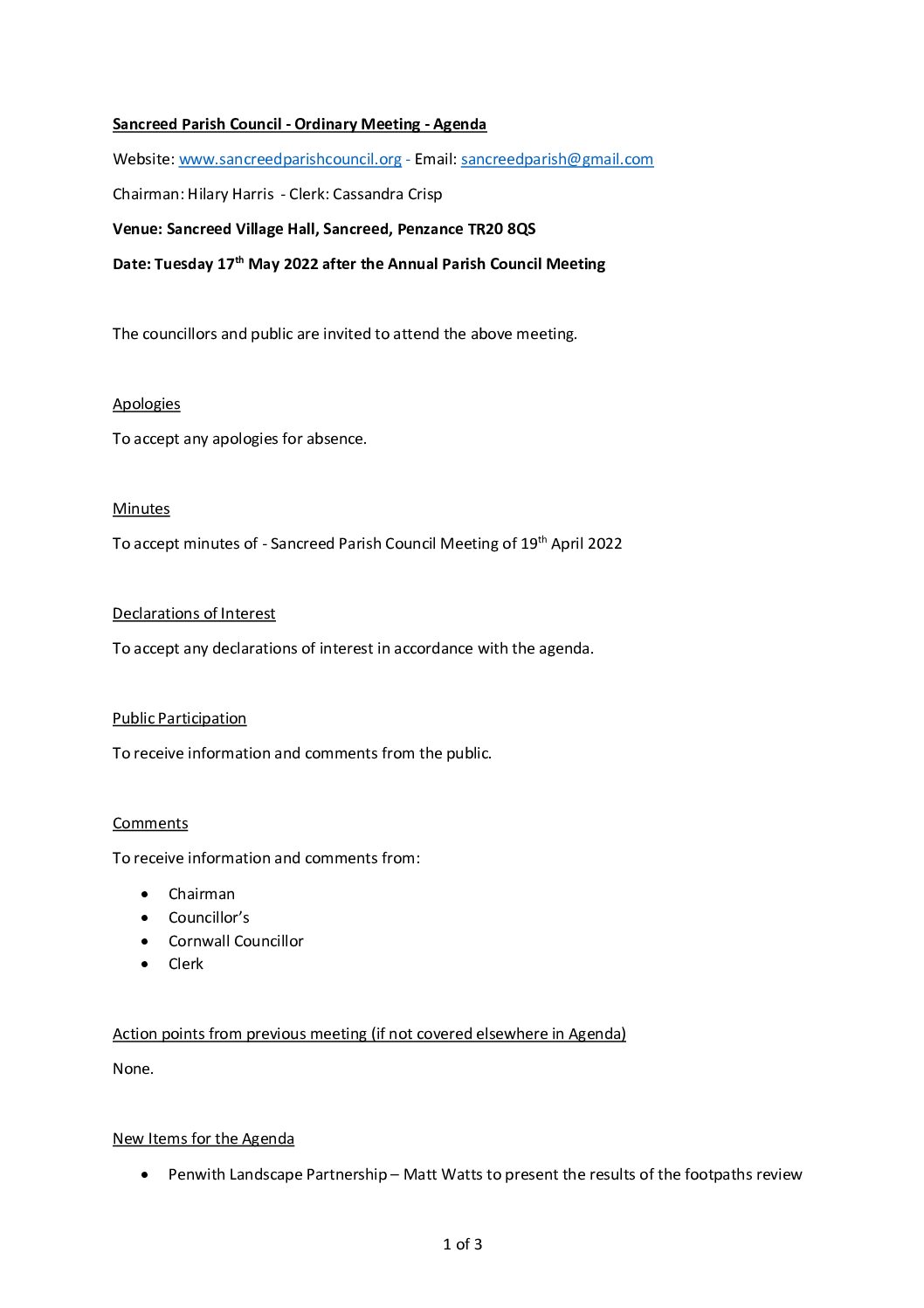 SPC – Agenda – 05-22