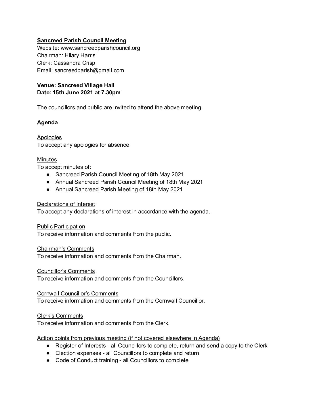 SPC – Agenda – 06-21