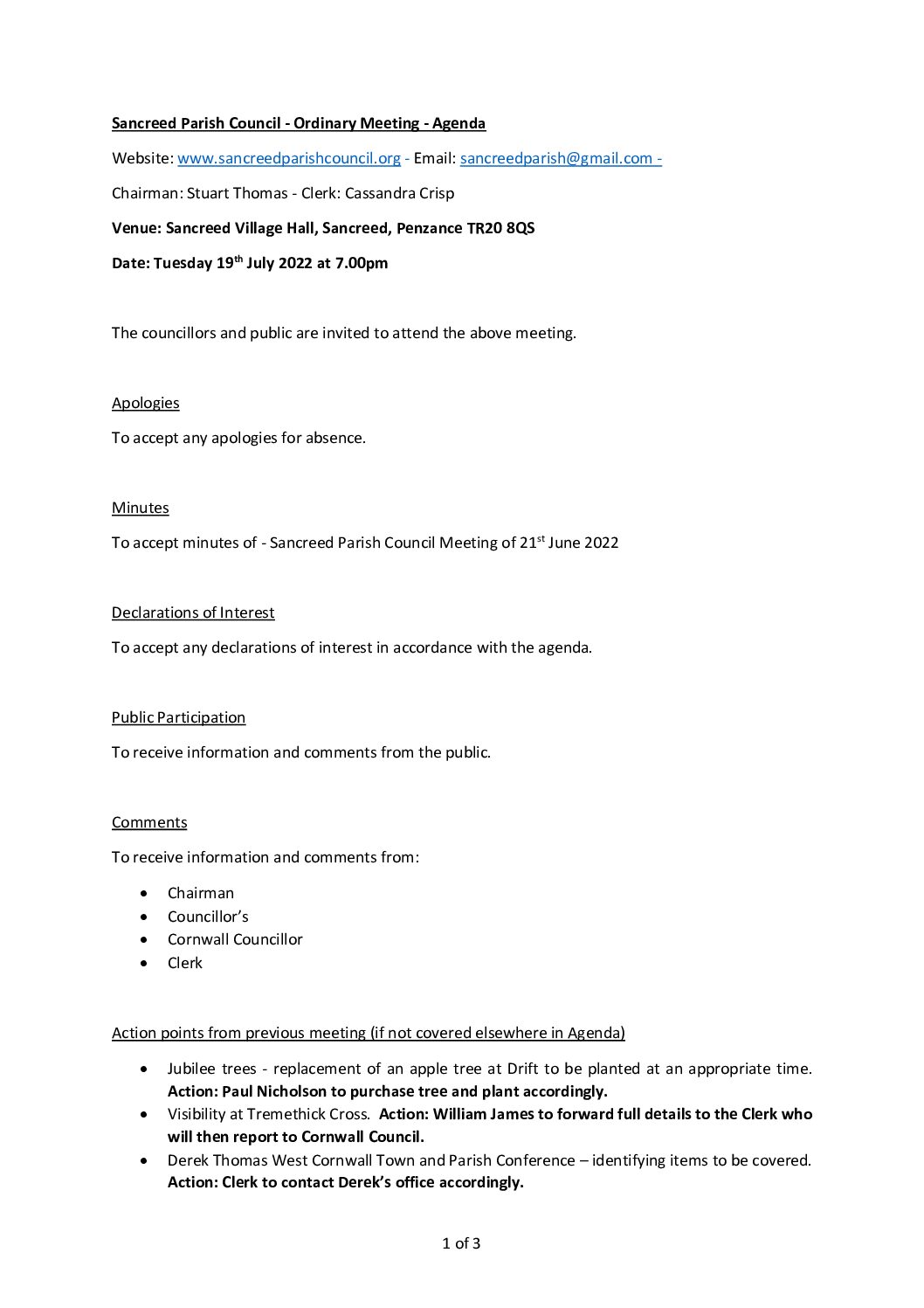 SPC – Agenda – 07-22