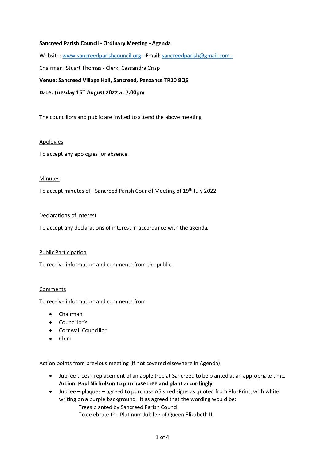 SPC – Agenda – 08-22