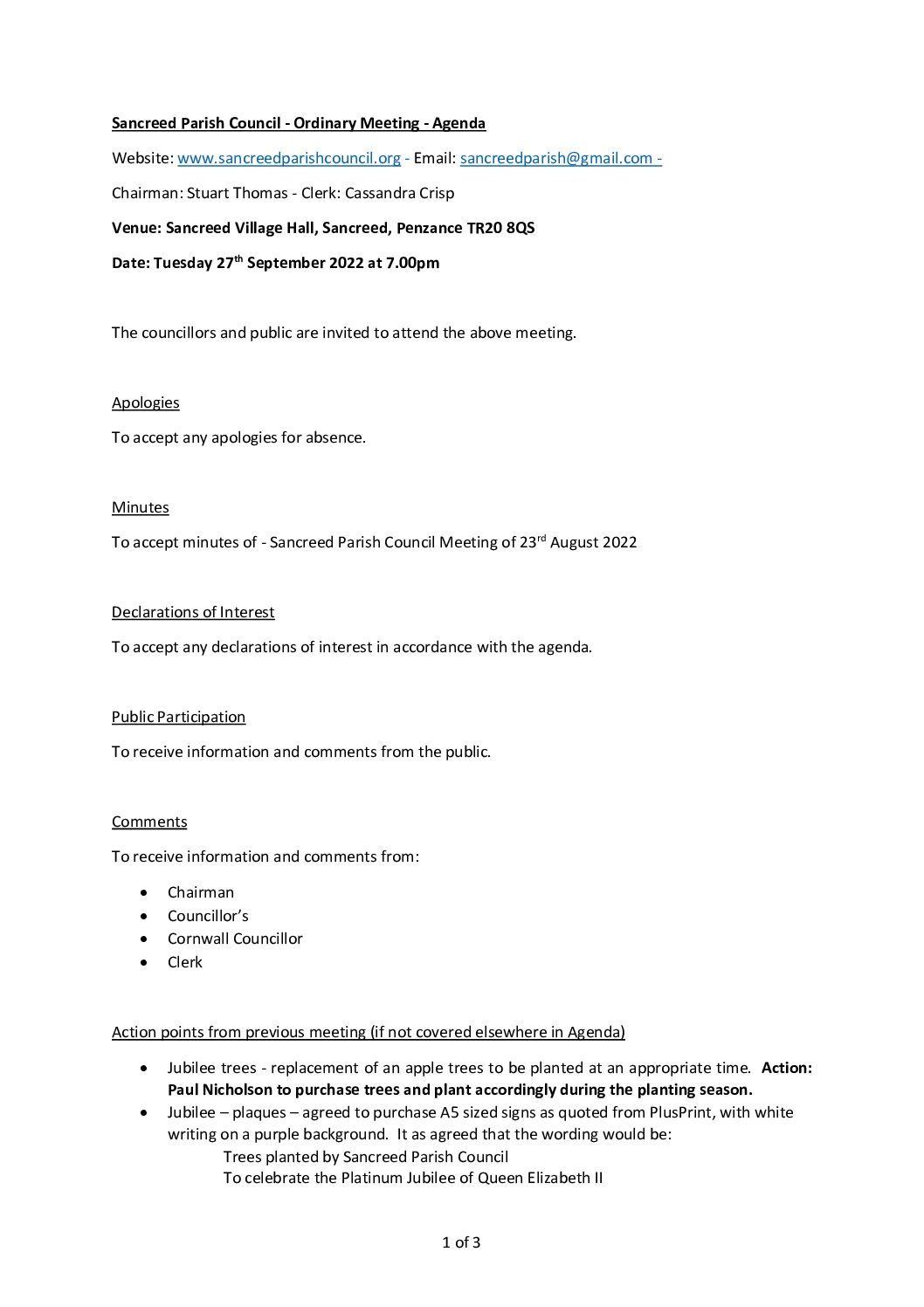 SPC – Agenda – 09-22
