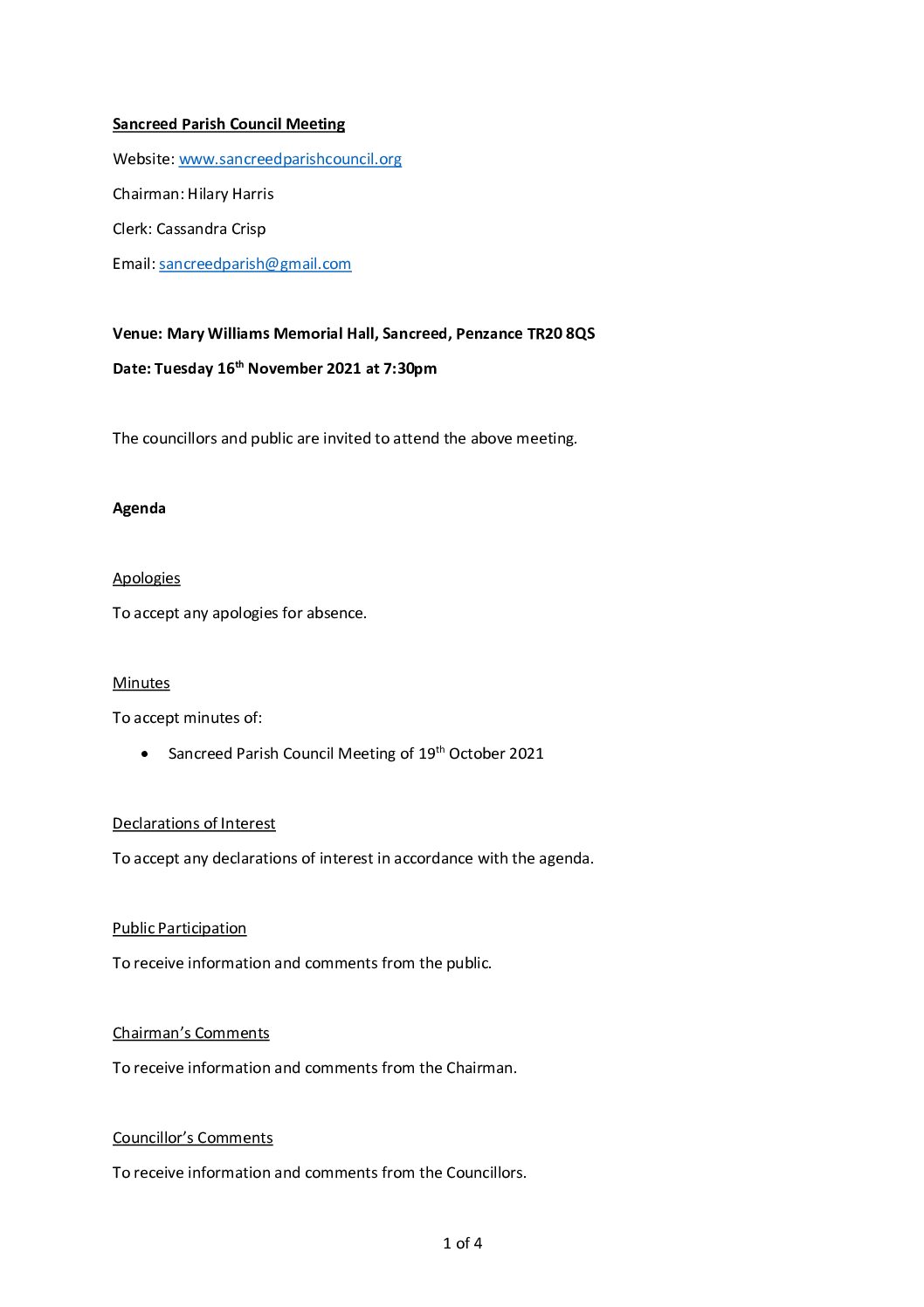 SPC – Agenda – 11-21
