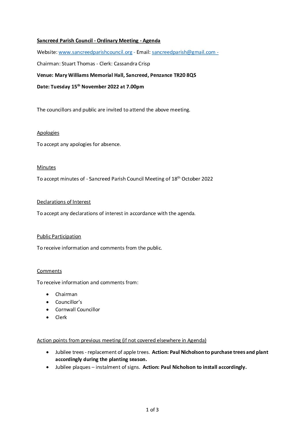 SPC – Agenda – 11-22