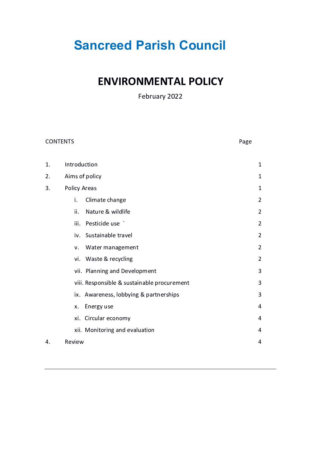 SanPC Environmental Policy 2022