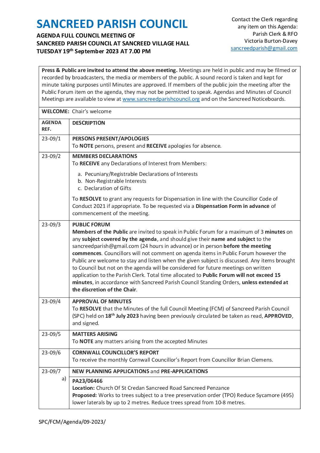 SanPC FCM Agenda 09-2023