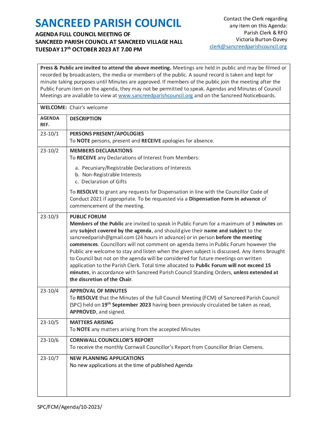 SanPC FCM Agenda 10-2023