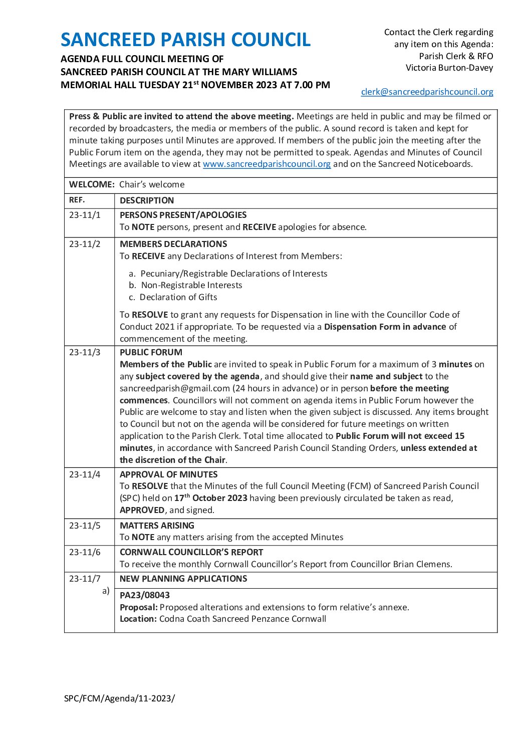 SanPC FCM Agenda 11-2023