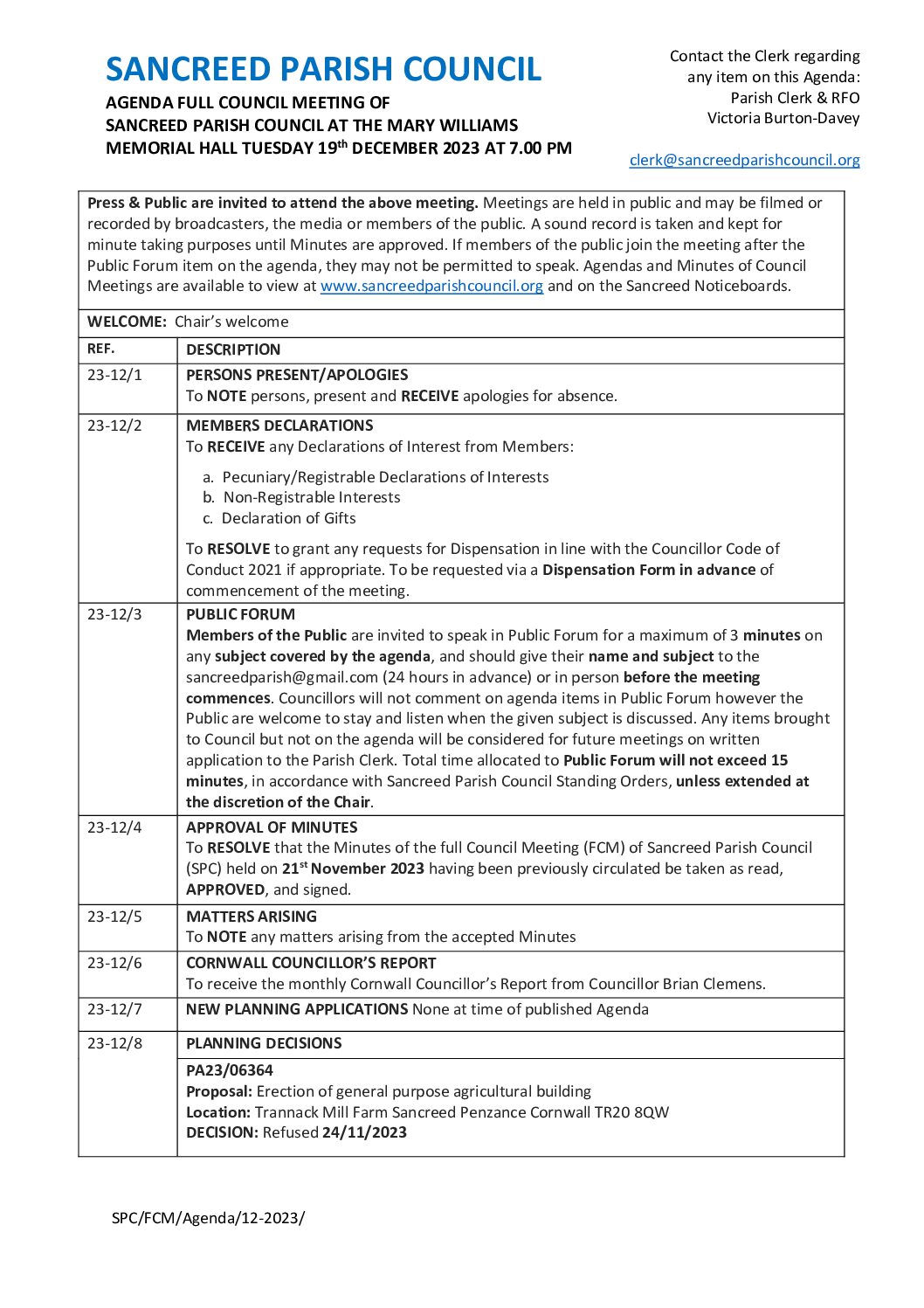 SanPC FCM Agenda 12-2023