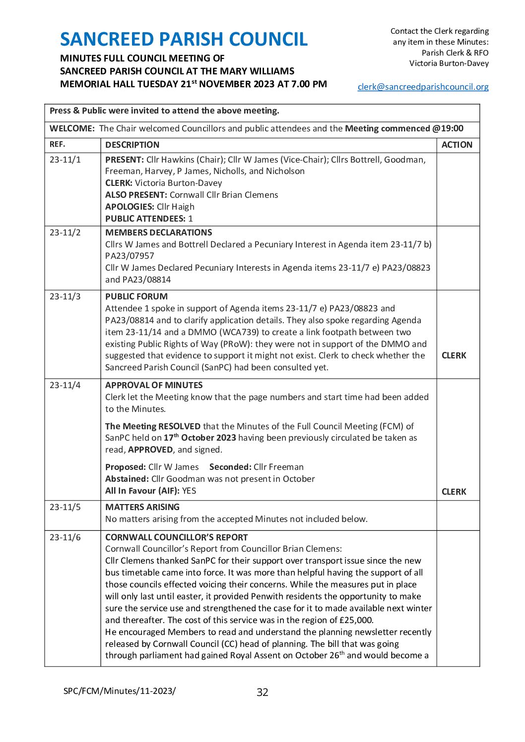 SanPC FCM Minutes 11-2023