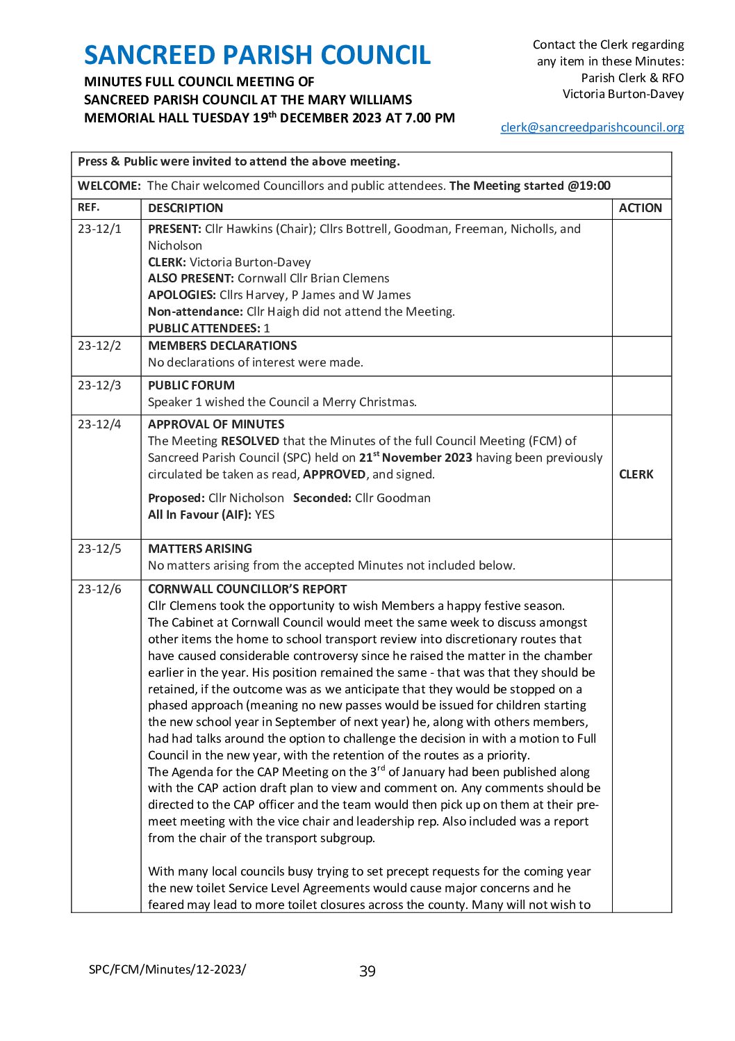 SanPC FCM Minutes 12-2023