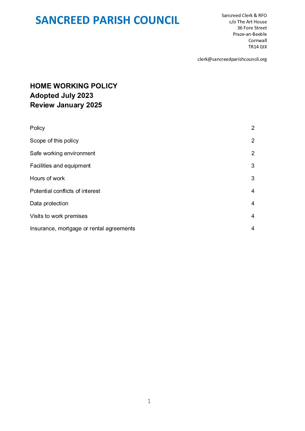 SanPC Home Working Policy 2023
