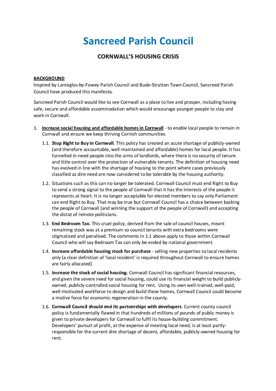 SanPC Housing Manifesto April 2022