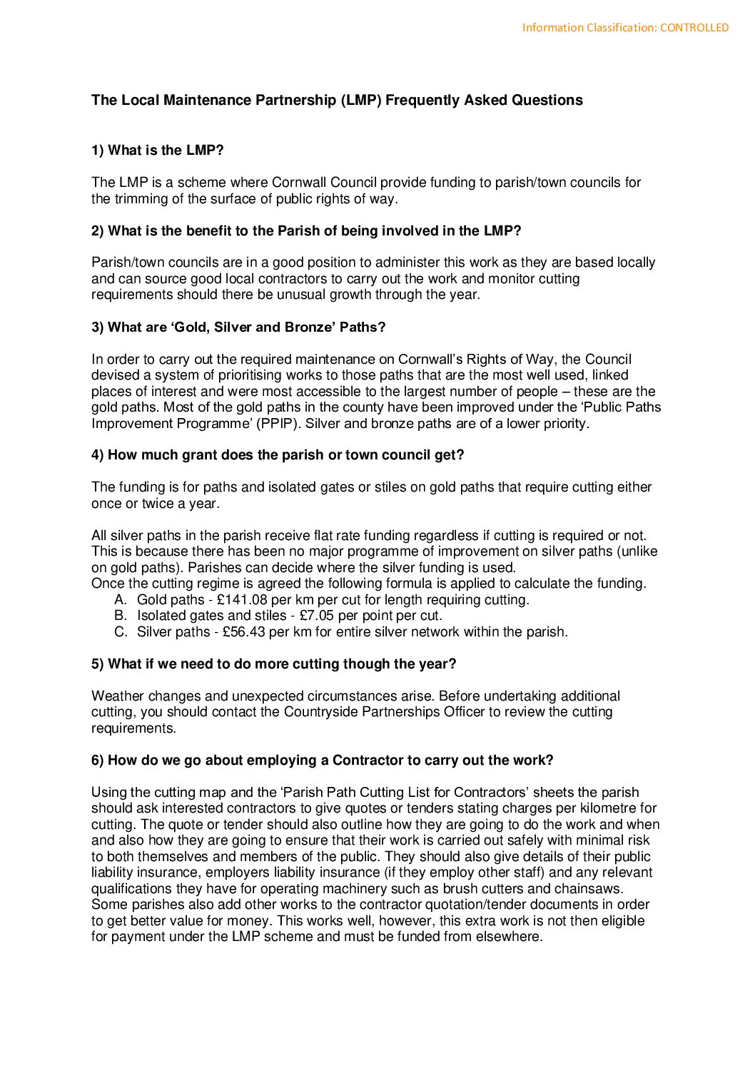 The Local Maintenance Partnership FAQ 2023