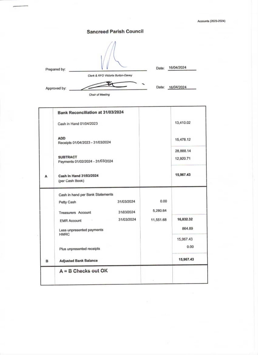 SanPC Bank Reconciliation 03-2024