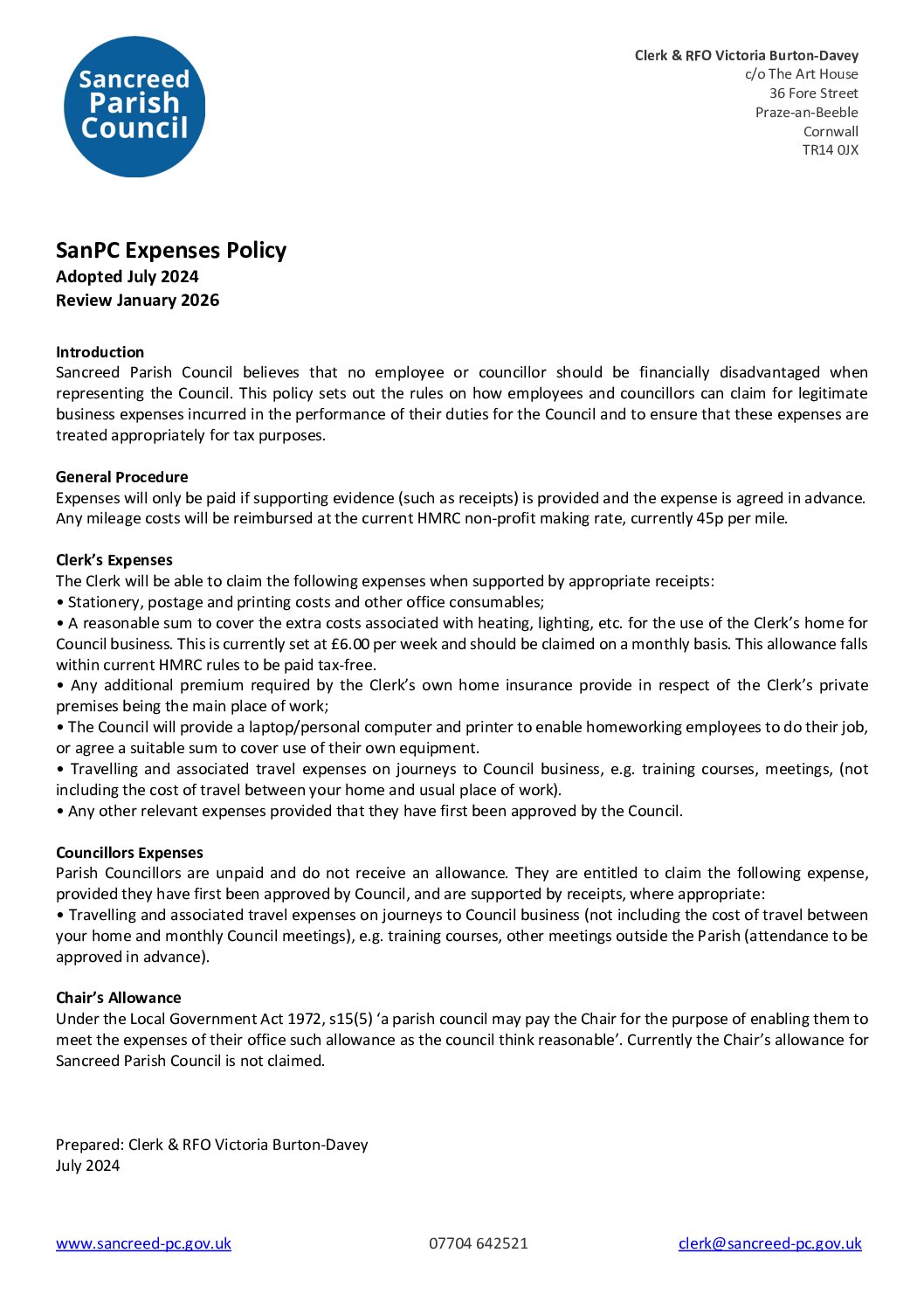 SanPC Expenses Policy 2024