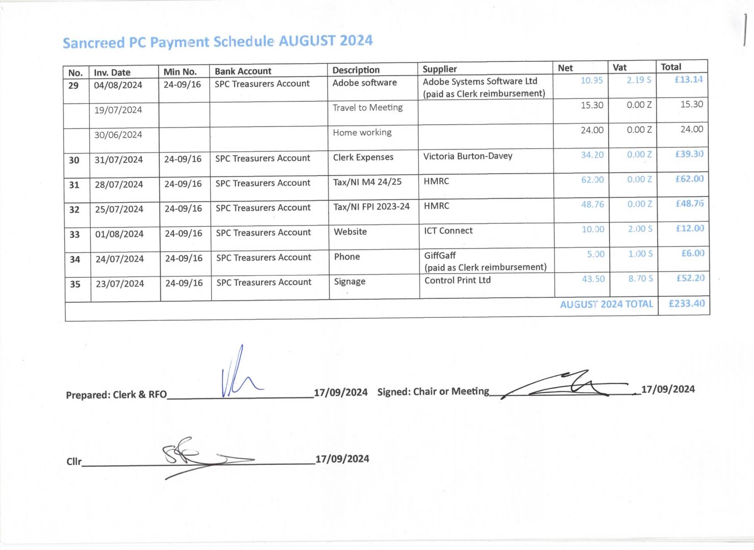 SanPC Payment Schedule 08-2024
