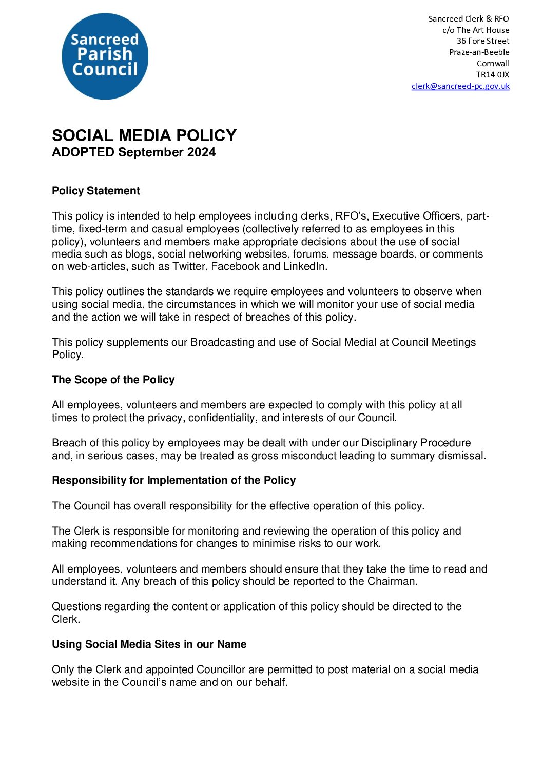 SanPC Social Media Policy 2024