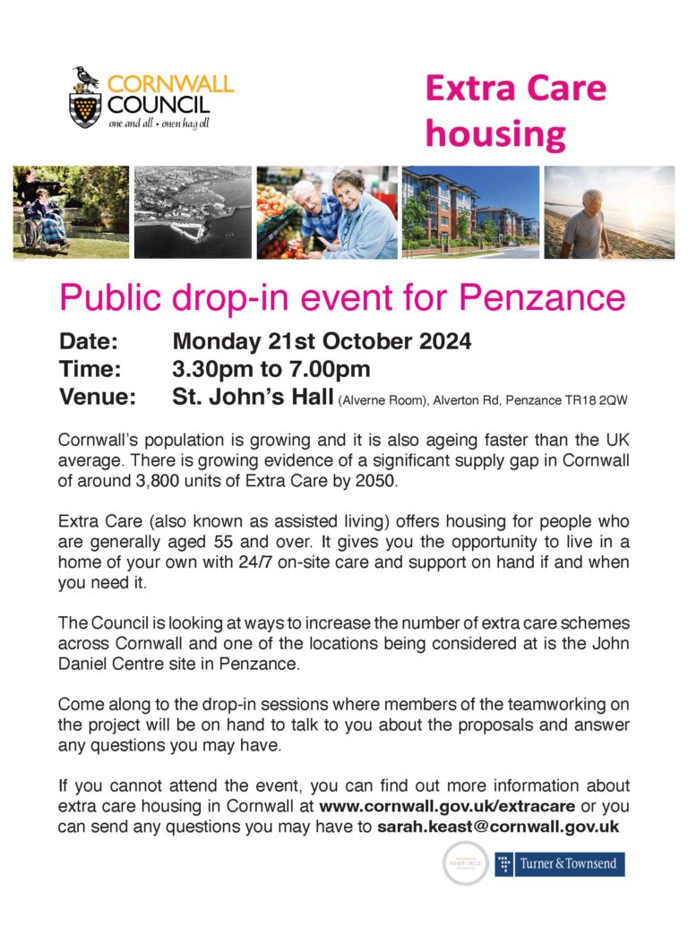 Extra Care Housing Public Drop-In Event at Penzance 21 October 2024