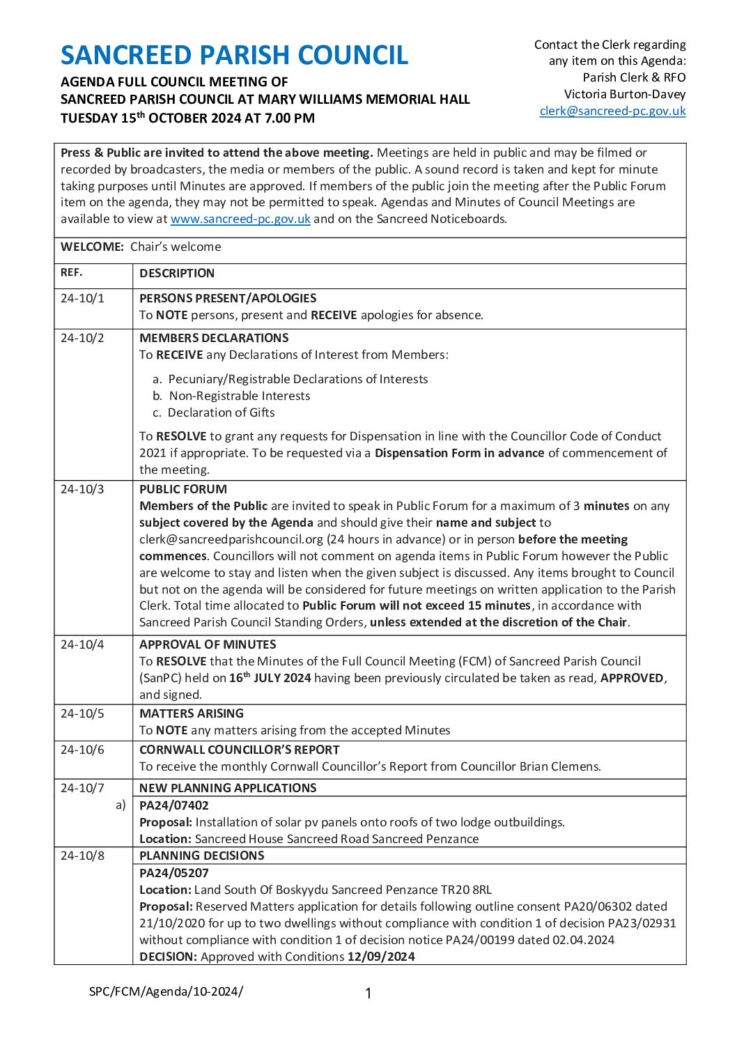 SanPC FCM Agenda 10-2024