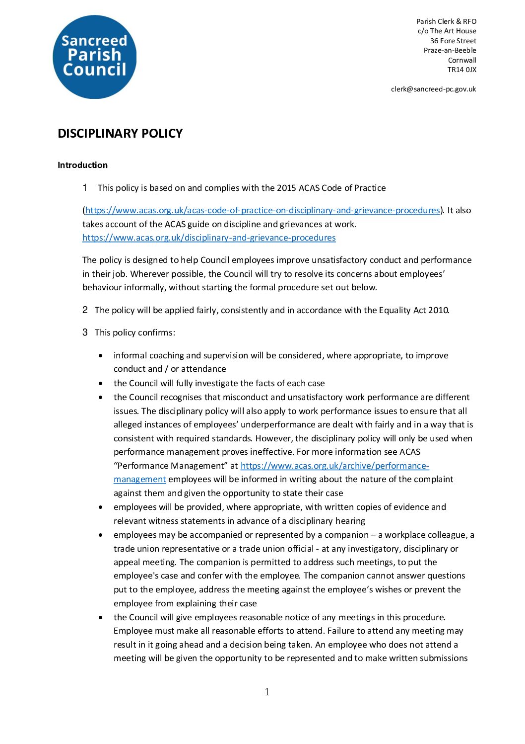 SanPC Disciplinary Policy 2025