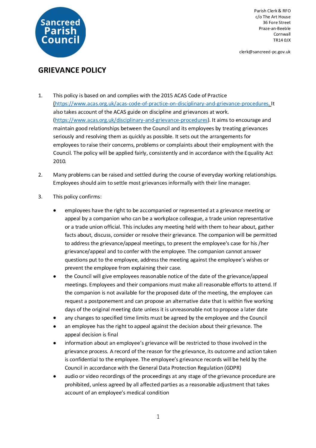 SanPC Greivance Policy 2025