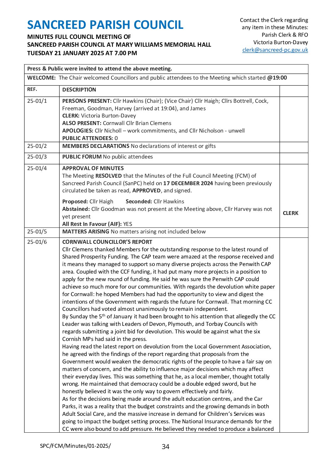 SanPC FCM Minutes 01-2025