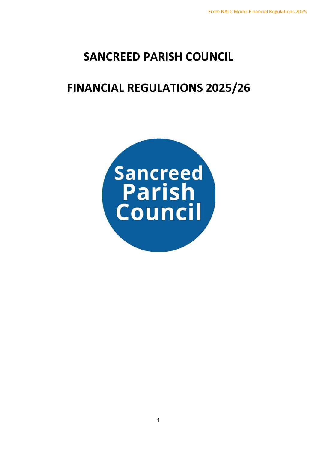 SanPC Financial Regulations 2025-26