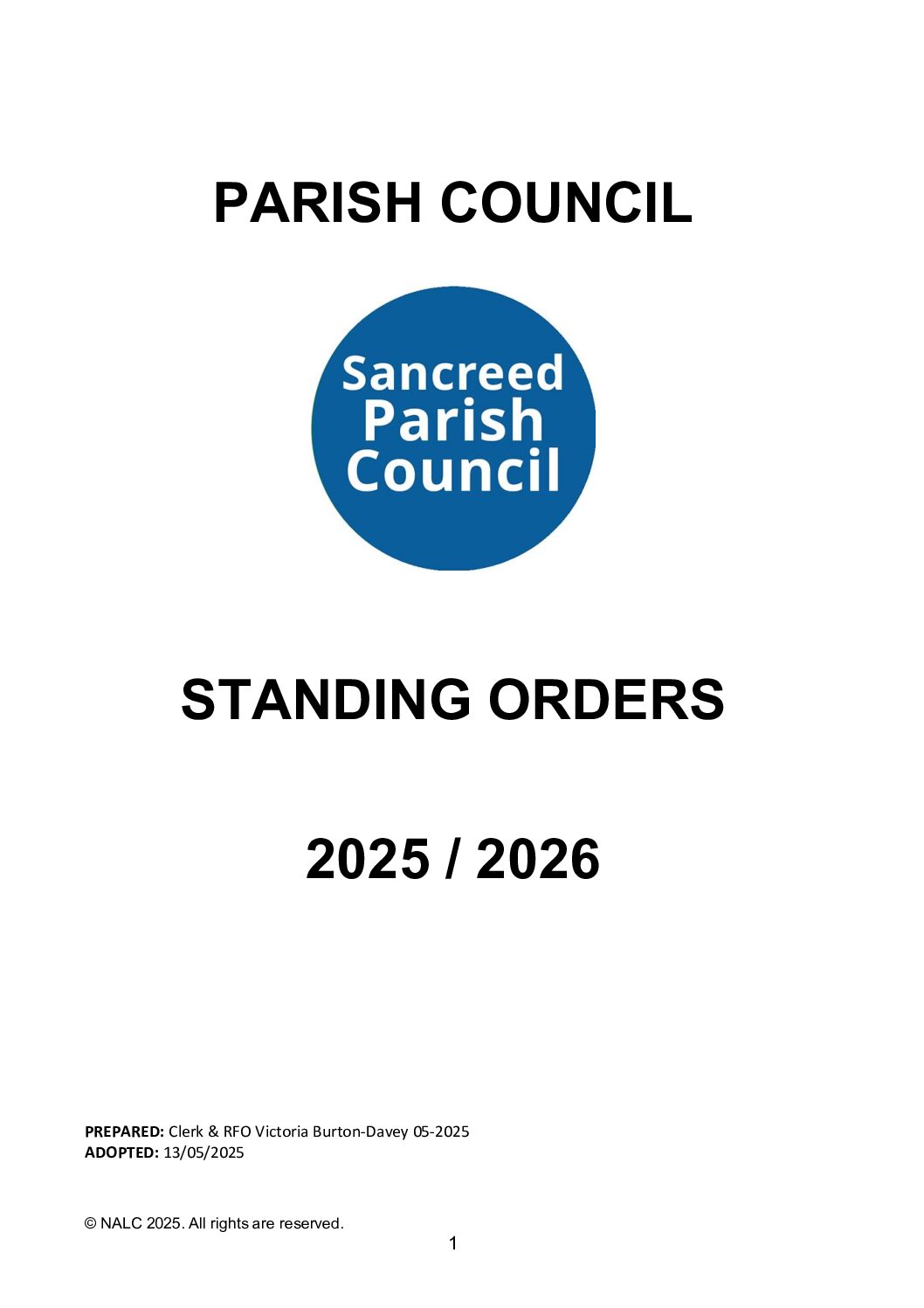 SanPC Standing Orders 2025-26