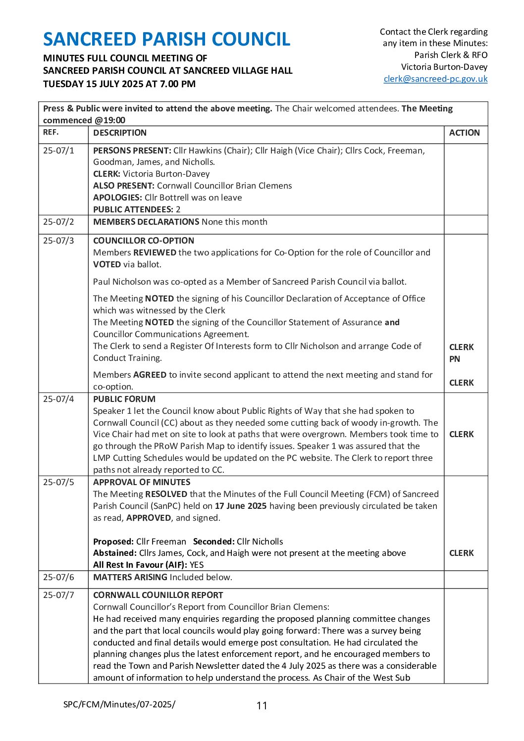 SanPC FCM Minutes 07-2025