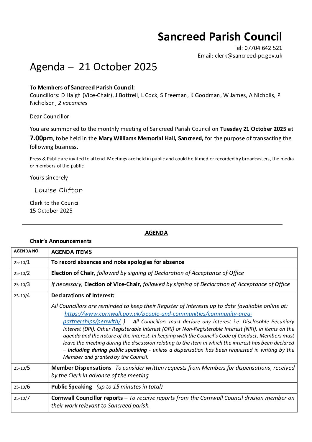 agenda – 21 October 25 – SanPC