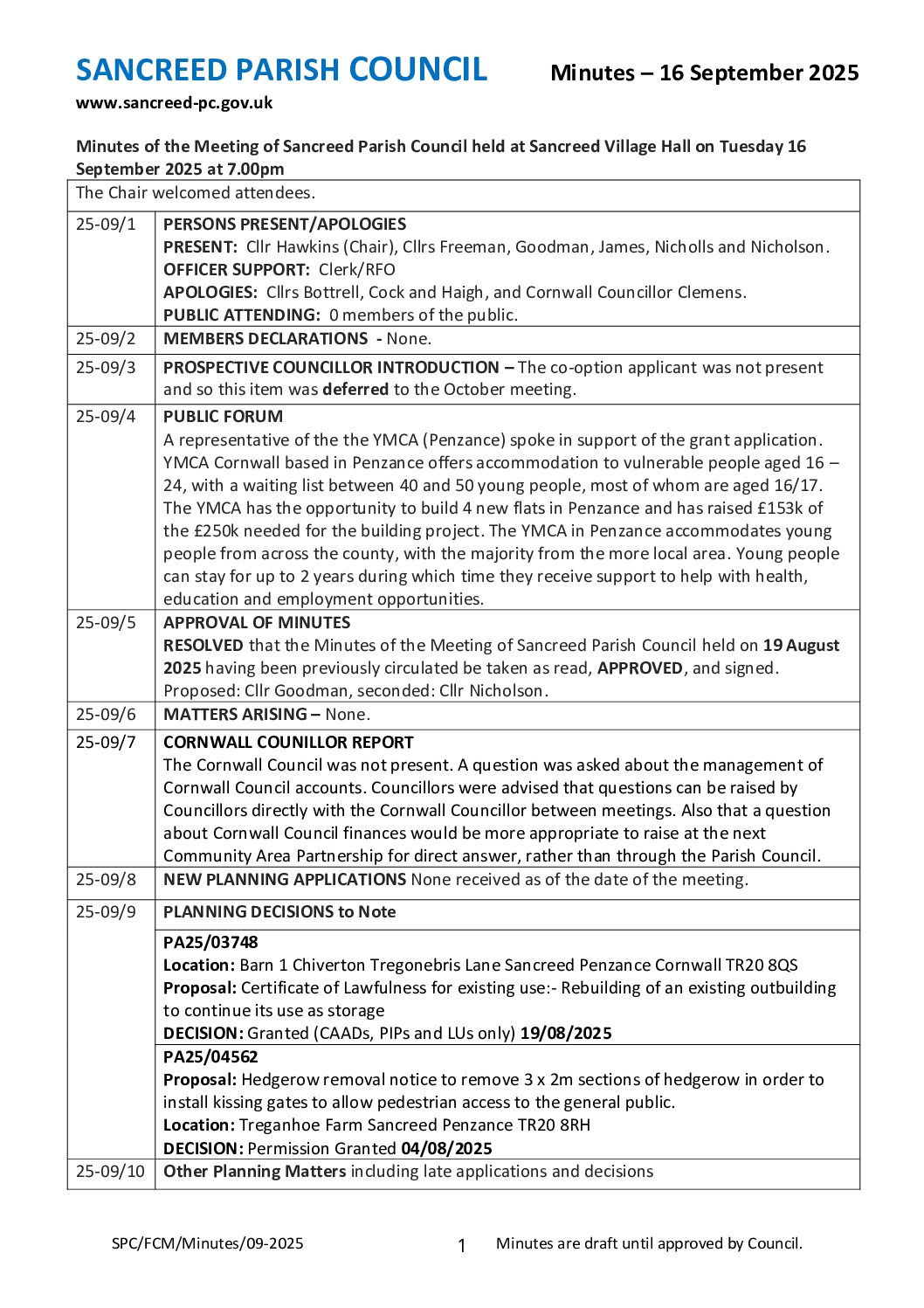 SanPC FCM Minutes 09-2025