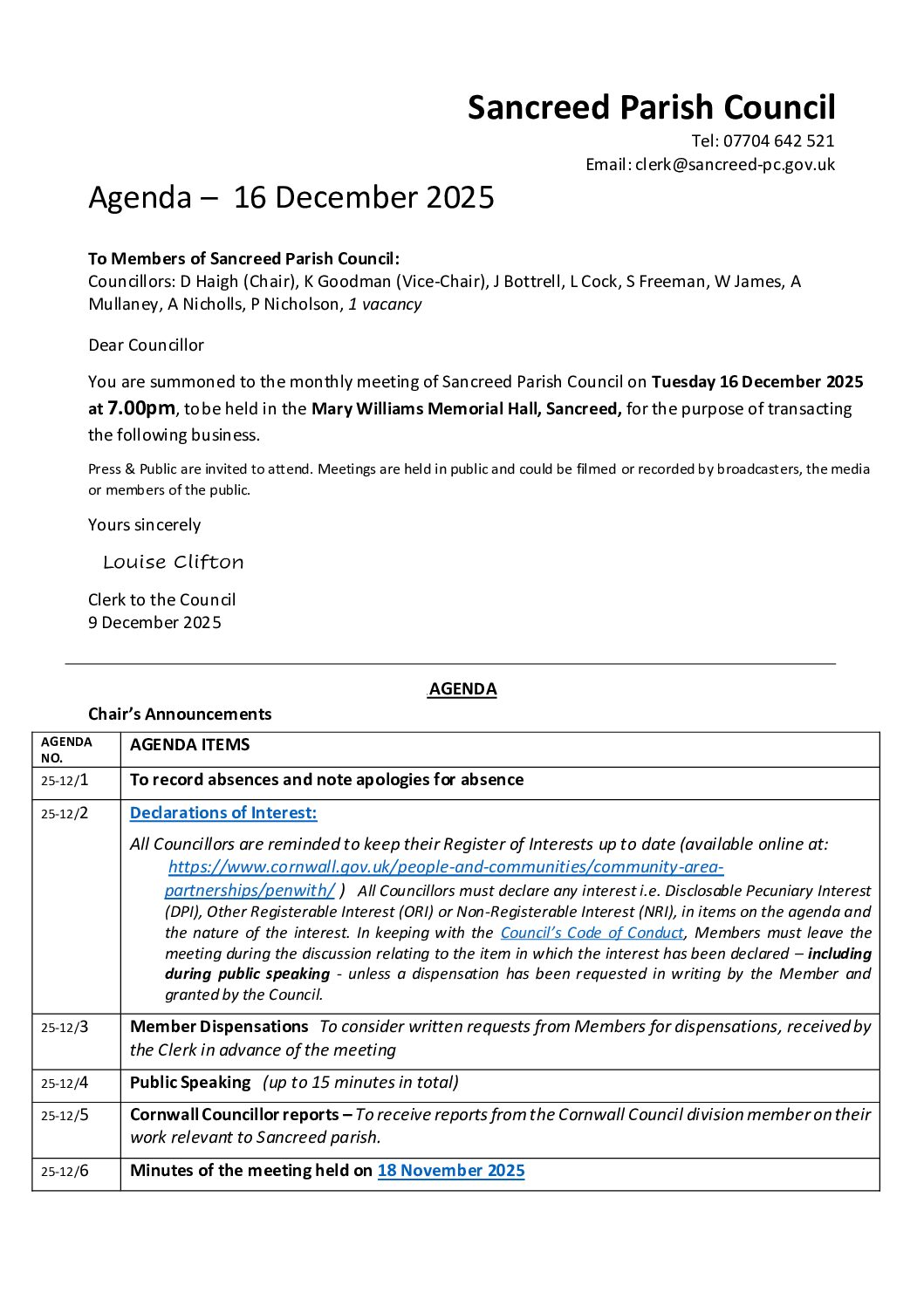 agenda – 16 December 25 – SanPC