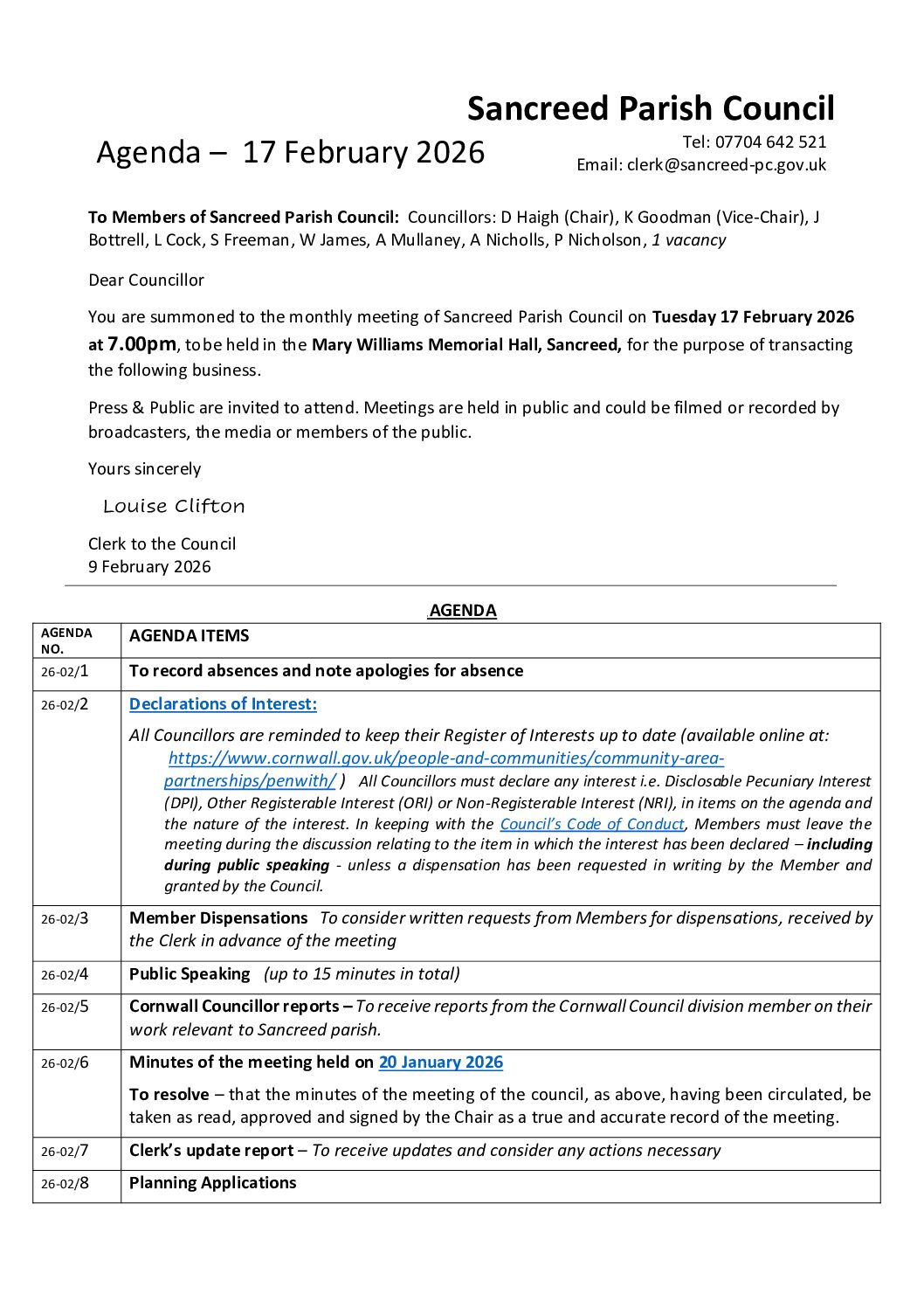 agenda – 17 Feb 26 – SanPC