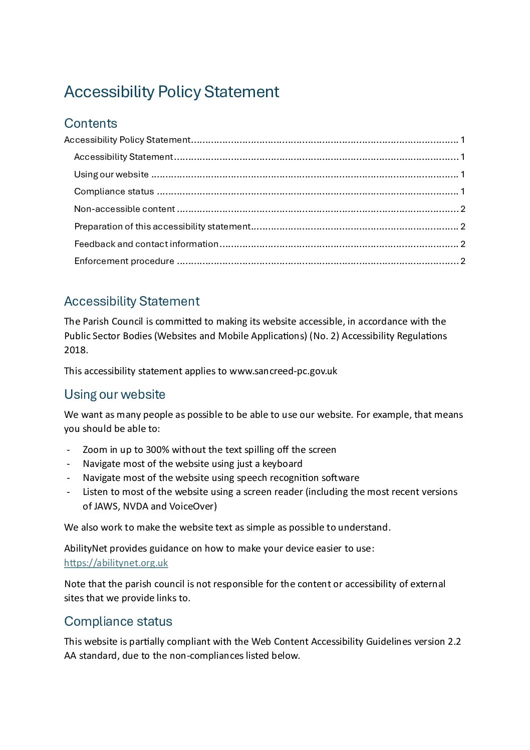 Website accessibility statement – March 2026