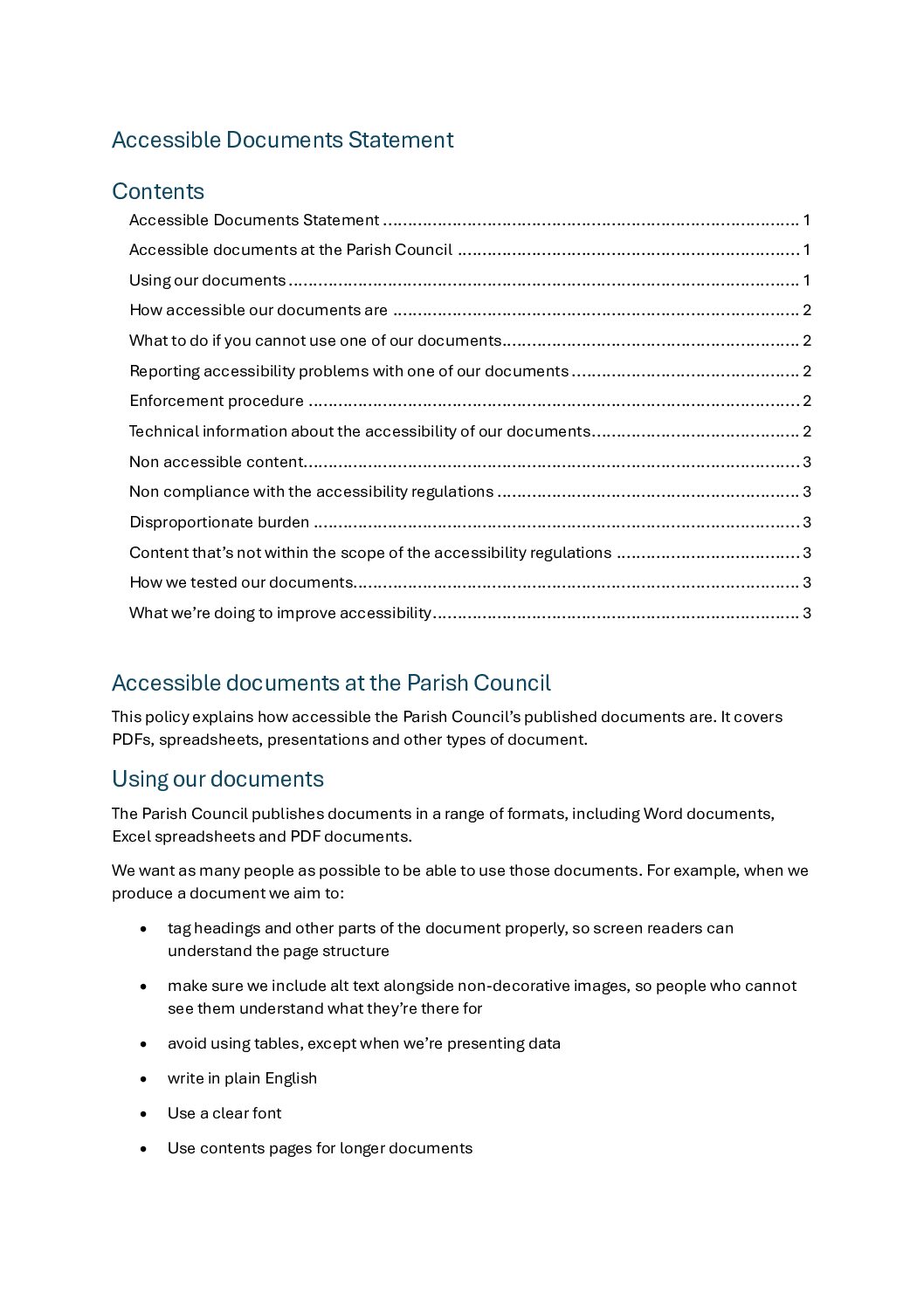 Accessible Documents Statement – March 2026