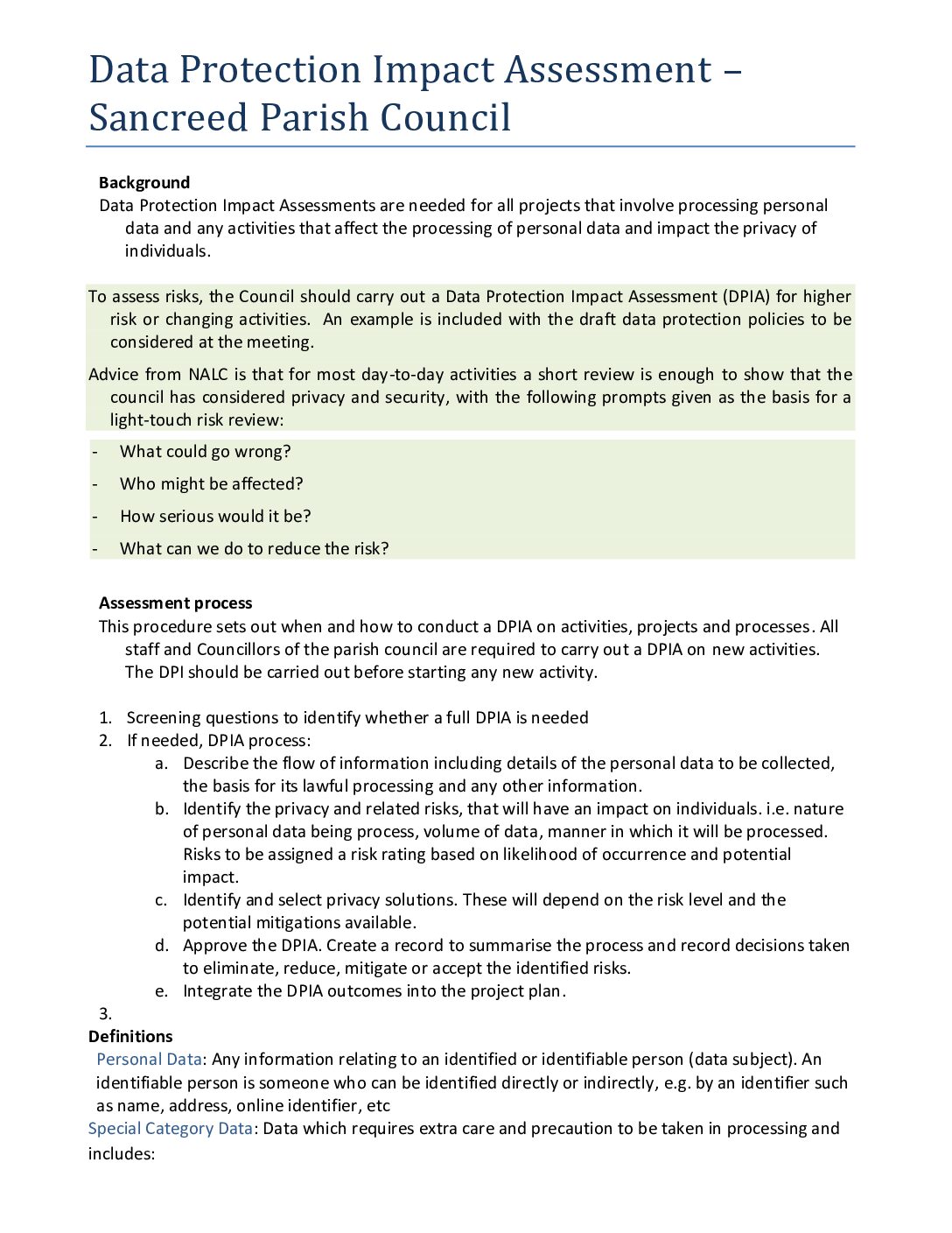 Data Protection Impact Assessment – March 2026