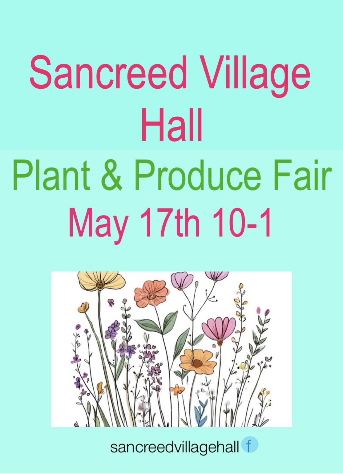 Sancreed Village Hall, plant and produce fair, 17 May 2026, 10am to 1pm